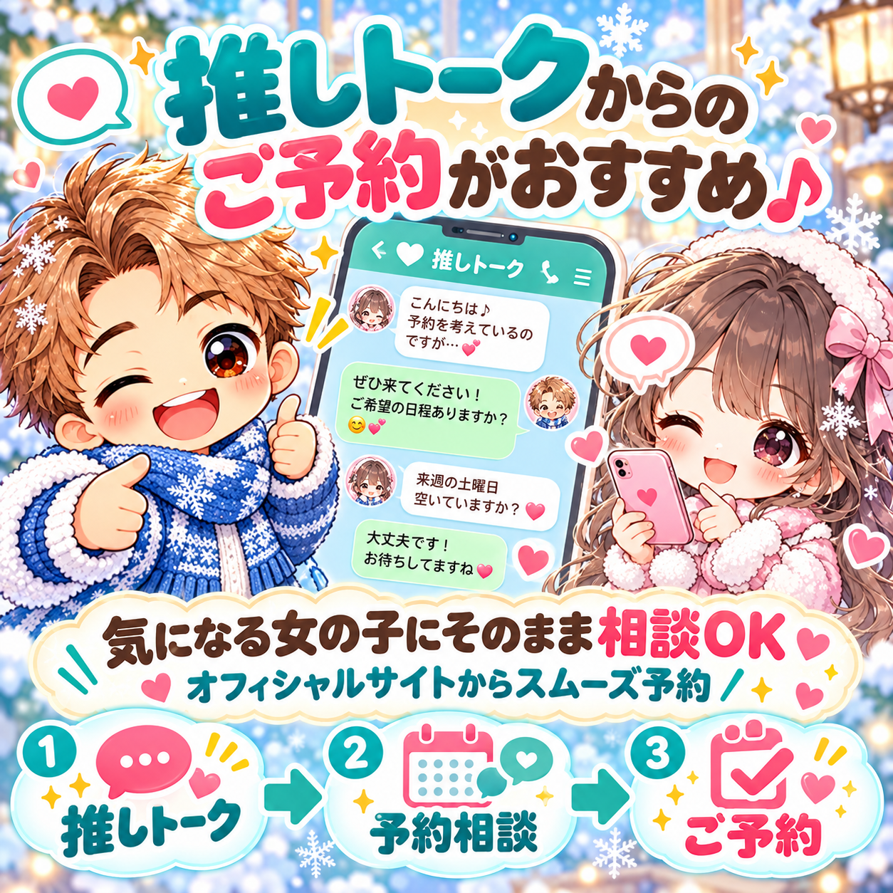 【推しトークからの予約相談がおすすめ】女の子と次に会う日を相談できるんです